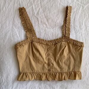 Ulla Johnson Alexandra Cotton Poplin Ruffle Bustier Cami Camisole Top Cedar